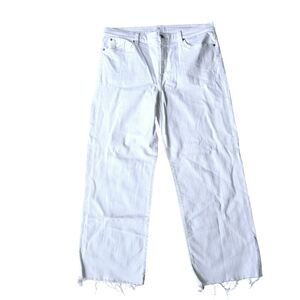 7 For All Mankind White Jeans with Frayed Hem